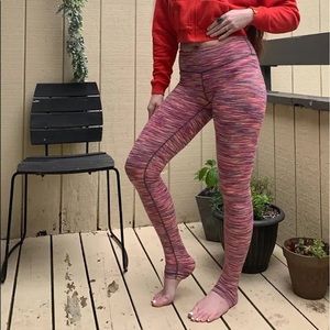 Zella Pink Multicolor Striped Yoga Leggings